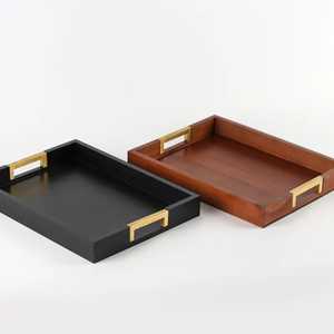 Luxury PU Leather Serving Tray with Velvet Cushion Base Plating Finish for Tableware Desk & Home Use - Product Image 5