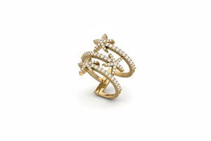 Anillo Cruzado de Oro de 14K con Diamantes Naturales para Mujer, Regalo Romántico para Bodas, Fiestas y Aniversarios - Product Image 3