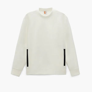 DEC เสื้อฮู้ดพรีเมี่ยมสำหรับผู้ใหญ่, เสื้อมีฮู้ดคอตตอนสีขาวล้วนมีกระเป๋าสีดำตัด - Product Image 3