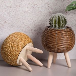 Best Selling Metal Bamboo Handmade Rattan Large Plant <b>Pots</b> <b>Planters</b> Indoor Outdoor Garden Tall <b>Planter</b> <b>Pots</b> Rattan Basket - Product Image 5