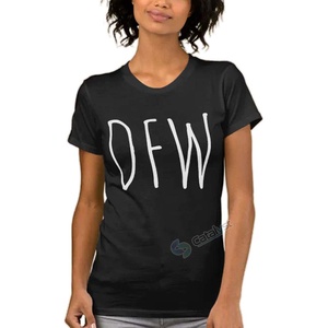Nuevo estilo personalizado 100% algodón manga corta Mujer Bella Canvas Slim Fit camiseta DFW ciudad país código manuscrito moda - Product Image 3
