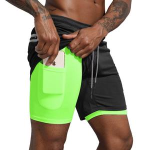 Logo personnalisé Short de sport pour hommes Ceinture élastique Doublure de compression légère extensible Motif de course décontracté - Product Image 1