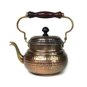 Service à café en cuivre turc OXIDE, style traditionnel de luxe, aspect antique italien, théière royale en métal pour hôtels, couleur OXIDE - Product Image 2