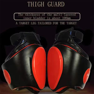 Protector de pierna de entrenamiento de Kickboxing personalizable, almohadillas de pierna de cuero PU duraderas para Muay Thai y MMA con logotipo personalizado en caja - Product Image 3