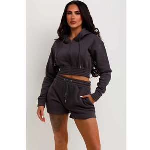 Conjuntos de mujer, ropa de moda, ropa de calle informal, manga larga, buena calidad, Top corto, Sudadera con capucha, conjunto de mujer - Product Image 1
