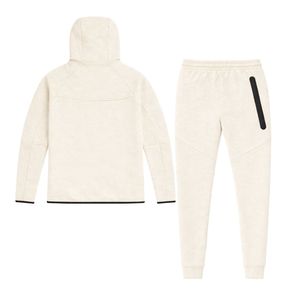 Conjunto Deportivo de Chaqueta con Capucha y Cremallera Completa y Pantalones Deportivos de Felpa Técnica para Hombre, Color Marfil, para Entrenamiento Atlético - Product Image 2