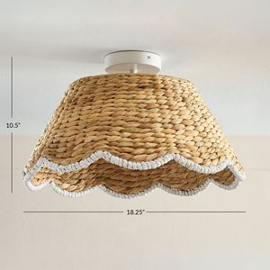 Llamativo jacinto de agua festoneado ratán montaje empotrado araña pantalla tejida lámpara de techo para decoración del hogar sala de estar - Product Image 3