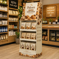 Étagère de présentation en papier pour biscuits sans sucre Keto, aliments sains, présentoir promotionnel en carton ondulé