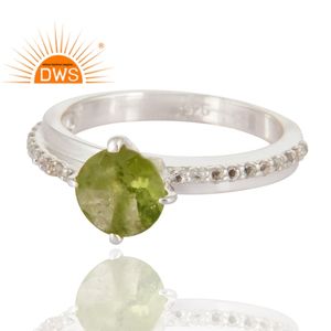 Última tendencia plata esterlina Topacio blanco Natural y peridoto piedra preciosa solitario anillo joyería personalizada para mujer regalo para ella - Product Image 2