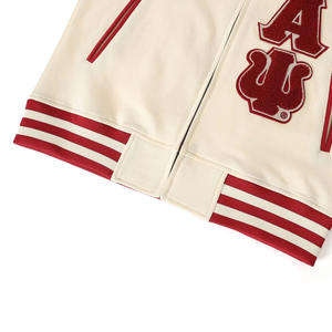 Chaqueta Bomber Alpha Psi Krimson & Cream, Chaqueta Universitaria de Primavera Psi, Forro Polar, Letras de Chenilla, Ropa Griega Personalizada para Fraternidad - Product Image 3