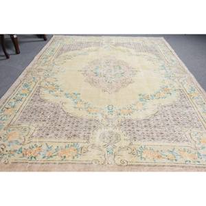 Alfombra turca clásica Vintage de 6,2x9,3 pies, respaldo de látex de lana Beige, Patchwork Rectangular para sala de estar, pasillo, felpa de 10mm - Product Image 2