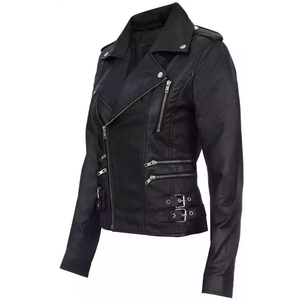 <b>Men's</b> PU Leather Moto Biker Jacket Turn-down Collar Zipper Closure Slim Fit Regular Length Solid Color Autumn Wear - Product Image 5