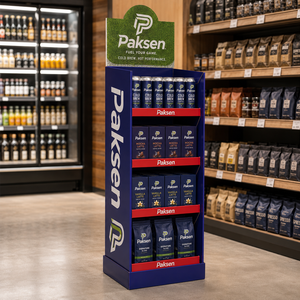 Expositor de Cartón Alto para Café La Colombe, Stand Promocional para Supermercados, Venta al Por Mayor - Product Image 1