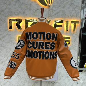 Good Quality Custom Label Embroidered Wool and Silk Men's Jacket with <b>Covered</b> <b>Button</b> Closure versity jackets Lettermen jackets - Product Image 6
