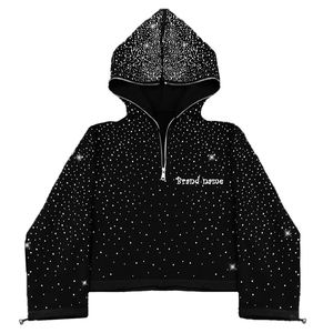 เสื้อฮู้ดพลอยเทียมสำหรับผู้ชายสีพื้นพิมพ์โลโก้แบบหนา - Product Image 4