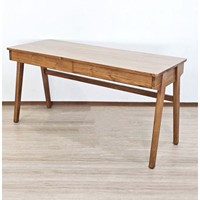 Bureau console convertible en teck massif naturel, moderne et durable, avec 2 tiroirs, pour la maison, le bureau, l'école, la salle à manger ou l'ordinateur