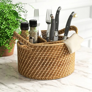 Cesta de Ratán Natural con 4 Compartimentos, Hecha a Mano, Ecológica, Moderna, Rectangular, Multiusos, Artex Green Earth, Hanoi, Vietnam - Product Image 4