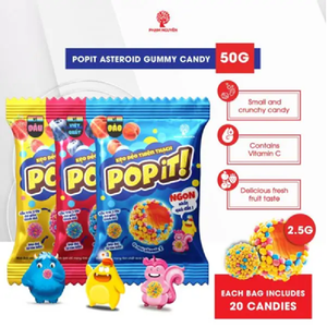 Bonbons Gélifiés Fruités Popit Cube, Saveur Fraise Aigre-Douce, Poudre de Lait Asteroid, Sucre, Sachet de 40g - Product Image 2