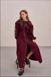 Muy elegante vestido holgado de estilo bohemio bordado a mano Escote de trabajo ropa de playa vestido ucraniano de mujer al mejor precio - Product Image 3