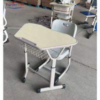 Meubles de formation en classe multi-connectables en forme de Y avec panier à livres, hauteur réglable pour ensemble bureau et chaise d'écolier