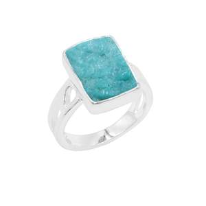 Arizona Turquoise Ring Sterling Silver Natural Raw Gemstone Birthstone Ring <b>Handmade</b> <b>Jewelry</b> for Her - Product Image 6