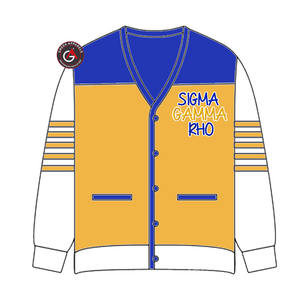 Sigma Gamma Rho Soror Embroidery Women Acrylic Cardigans | SGRho Sorority Embroidered Ladies Custom Style Cardigan <b>Sweater</b> - Product Image 3