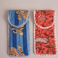 Bolsa de Mano Plegable de Algodón Ecológico Acolchado, Funda para Móvil, Estilo Moderno, Pequeña Capacidad, Bolsa de Cosméticos de Uso Diario Sin Asa