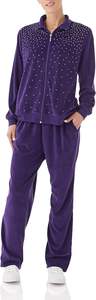 Women <b>Velour</b> Rhinestone Sweatsuit Set Ladies 2Piece <b>Tracksuit</b> ZipUp Jacket Elastic Waist Pants Athletic Outfit - Product Image 6