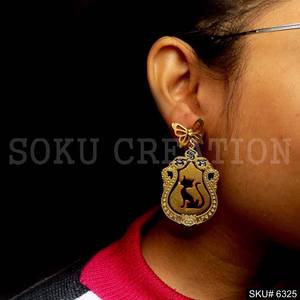 ต่างหูห้อยทองเหลืองชุบทองทำด้วยมือเครื่องประดับทันสมัยพร้อมดีไซน์แบบเคลือบรูปผีเสื้อเครื่องประดับแฟชั่น - Product Image 3