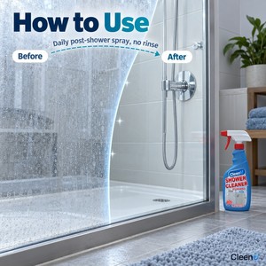 Spray detergente quotidiano per doccia 500ml, senza risciacquo, per vetri e porte doccia, rimuove sapone, incrostazioni e macchie d'acqua per piastrelle e accessori, OEM, all'ingrosso - Product Image 4