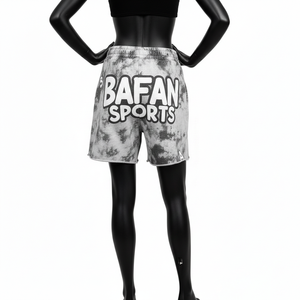 Shorts en molleton de coton épais 300 GSM, délavé à l'acide, gris noir, look rétro, logo personnalisé sérigraphié, vêtements décontractés pour femmes - Product Image 6