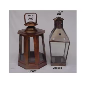Hot Selling Small Iron <b>Lantern</b> in Square Shape With Copper Finish and Plain Glass <b>Candle</b> <b>Holder</b> by decor impex - Product Image 3