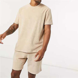 Ensemble T-shirt et short décontracté pour homme, personnalisé, été, 100% coton, séchage rapide, couleur unie - Product Image 5