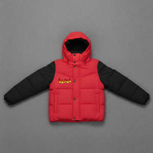 Vestes matelassées pour femmes en gros, couleur rouge unie, tissu 100% polyester, manches longues, style fermeture éclair, respirant, manteau à bulles pour femmes - Product Image 1