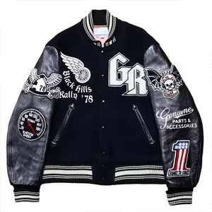 OEM diseño personalizado invierno lana bordado polar carta bombardero Streetwear Varsity chaqueta abrigos para hombres - Product Image 5
