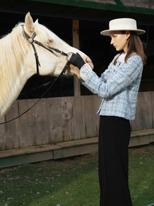 Chaqueta de invierno de lana de lujo informal elegante para mujer, Tweed de Jade de alta calidad con capucha, estampado de punto de moda, poliéster transpirable hecho - Product Image 6