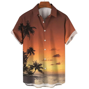 Chemise pour hommes t-shirts de plage décontracté respirant à manches courtes chemises boutonnées 3D imprimé vêtements pour hommes vacances d'été - Product Image 3