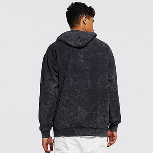 Chándal lavado ácido ecológico de talla grande Streetwear Sudadera con capucha con cremallera con diseño de palabra de letra transpirable para invierno - Product Image 3