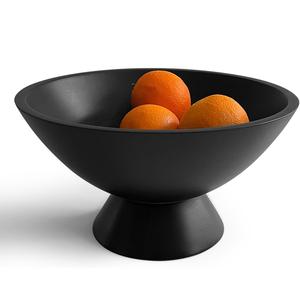 Nouveau bol à fruits en bois massif artisanal de luxe avec un profil incurvé large et une base ronde lourde Bol de service en bois naturel - Product Image 1