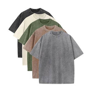 T-shirts unisexe en coton à manches courtes en vrac T-shirts vintage lourds avec couleurs mélangées Vêtements de base Tops pour hommes et femmes - Product Image 1