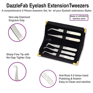 Kit de pinces à cils à pointe droite 5.0 \ "professionnel meilleur ensemble de pinces à épiler de soins de beauté en acier inoxydable pour l'extension des cils - Product Image 3