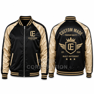 Men's <b>Maroon</b> Canvas Breathable Windproof Varsity Jacket Orange Trim Regular Fit High Street Single Breasted Winter Wear - Product Image 2