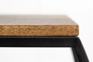 Table console en forme de demi-console en métal industriel moderne et bois de manguier massif, cadre en fer noir pour le salon, l'hôtel et le couloir. - Product Image 5