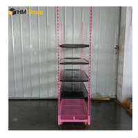 Serre personnalisée CC Pépinière Revêtement en poudre rose Vente aux enchères Stockage personnalisé Transport Chariots néerlandais pour fleurs