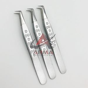 Professional Custom Logo Fiber Tip 90 Degree <b>Eyelash</b> Tweezers Stainless Steel <b>Beauty</b> <b>Tool</b> Sustainable Heart Handle Lashes Boot - Product Image 2