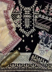 Anarkali Saree kurta กำมะหยี่สวยงามชุดแต่งงานลูกไม้คริสตัลยาวสบายๆ shalwar kurti - Product Image 4