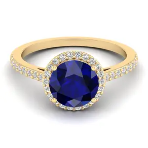 REYES prix d'usine en gros 925 argent Sterling cadeau de mariée bague étincelante Moissanite et saphir bleu bijoux de pierres précieuses - Product Image 1