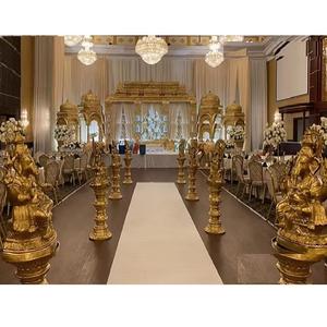 Scène de mariage tamoul sur le thème de Manavarai, grande scène de mariage Manavarai, scène dorée de mariage, décoration de scène de cérémonie Poruwa - Product Image 1