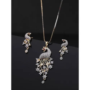 Qualité d'exportation du fabricant indien Premium en acier inoxydable AD CZ pendentif collier boucles d'oreilles en or Antique mode de fête des femmes - Product Image 5