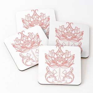 New Design <b>Wood</b> Coaters with Printed <b>Tea</b> Cup Drinking Serving Coasters 4 Pieces <b>Set</b> Hot Selling Home and Kitchen Epoxy - Product Image 1
